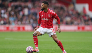 NOTTINGHAM, ENGLAND - OCTOBER 18: Douglas Luiz of Forest in action during the Premier League match between Nottingham Forest and Chelsea at City Ground on October 18, 2025 in Nottingham, England. (Photo by Michael Regan/Getty Images)