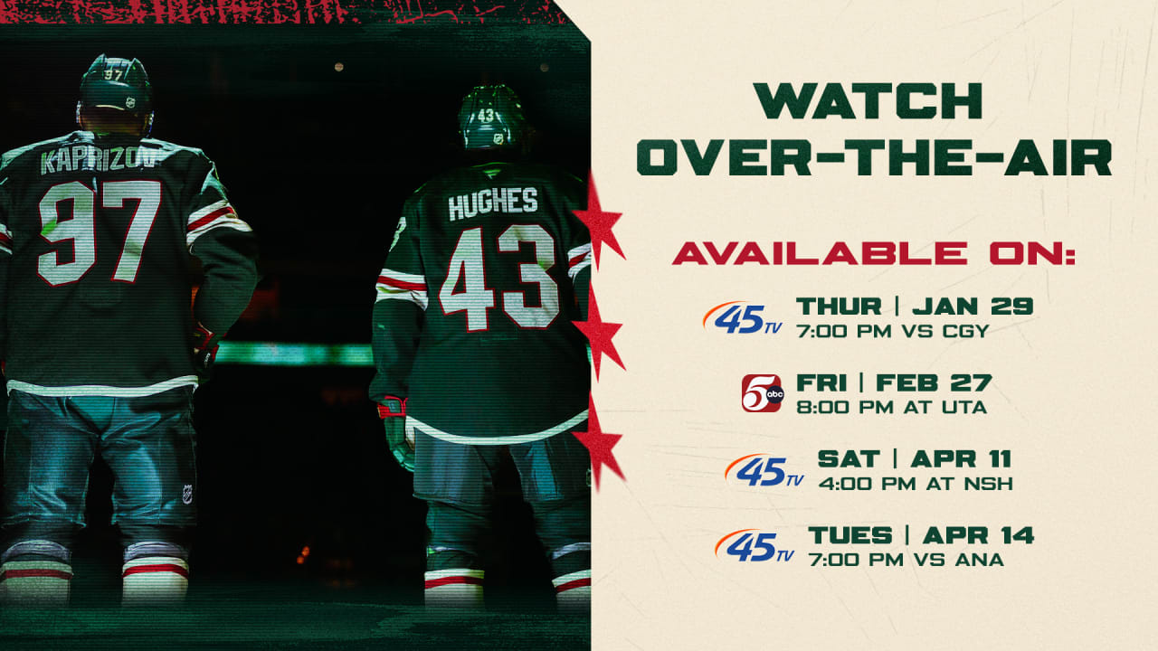 Four Minnesota Wild Games to Be Televised on KSTP-TV, 5 Eyewitness News and KSTC-TC, 45TV