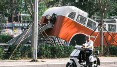 XISUI repurposes old bus for children's playground in beijing