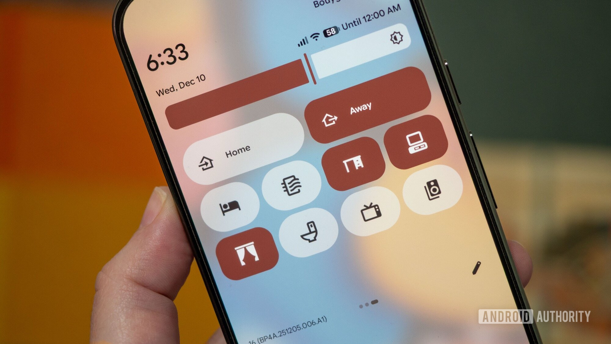 phone showing android 16 quick settings home assistant smart home control center toggles