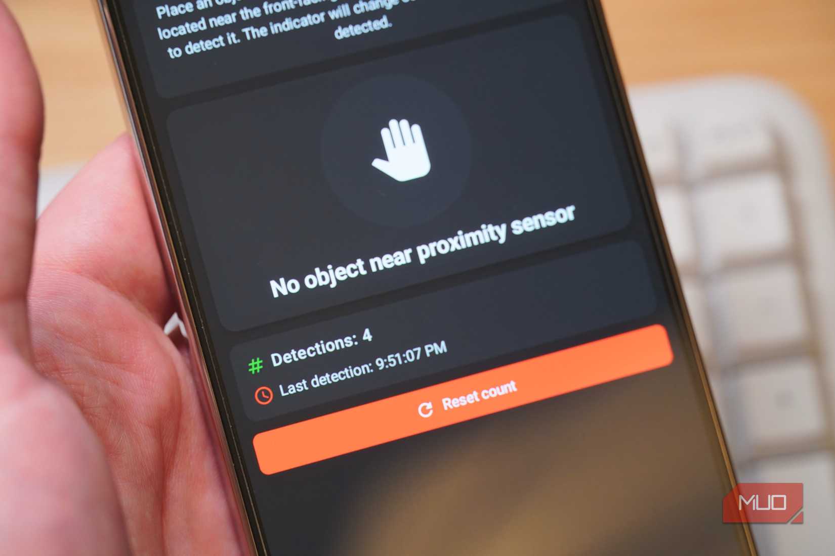 Past detections using the proximity sensor on a Pixel 9 Pro XL.