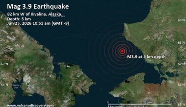 Small Magnitude 3.9 Quake Hits 51 Miles West of Kivalina, Alaska, United States in the Morning