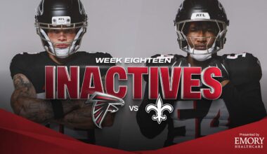Atlanta Falcons Week 18 inactives vs. New Orleans Saints 
