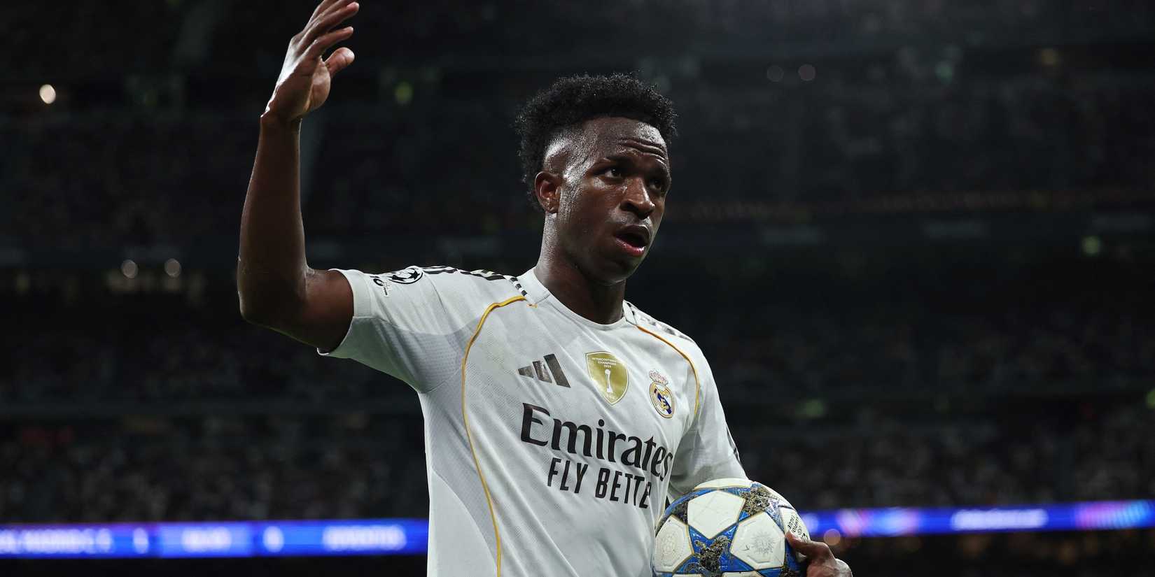 Real Madrid's Vinicius Junior reacts