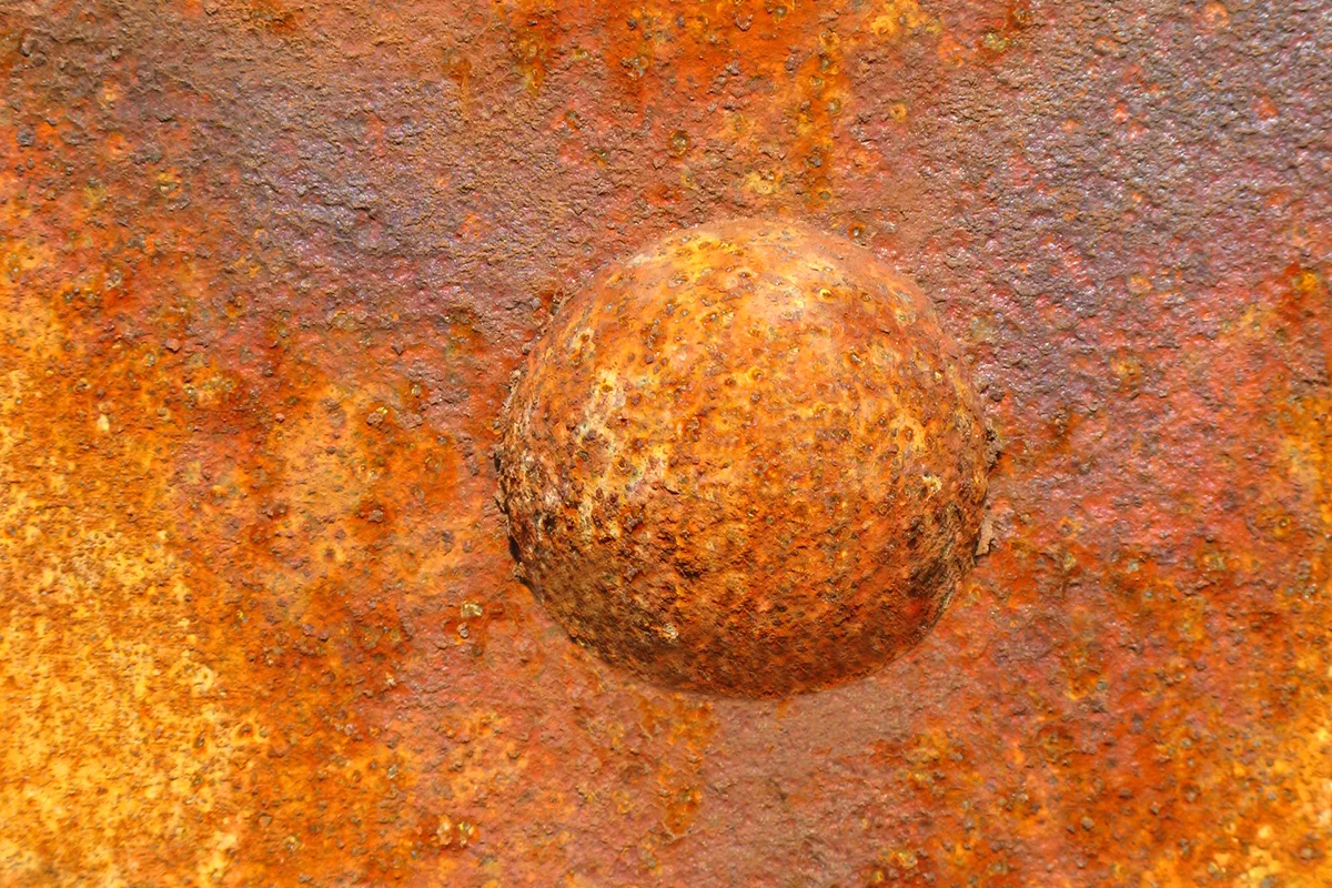 Rusted rivet that looks like a rusty Moon. Credit: Oliver Childs / Getty Images