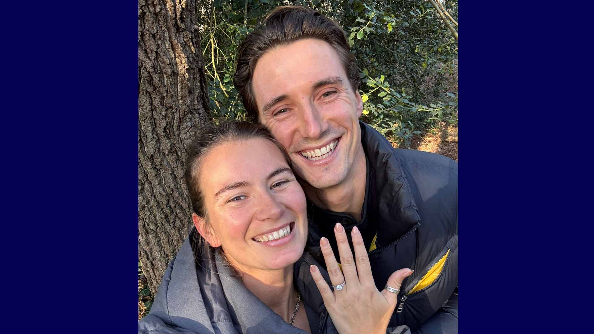 Joe Salisbury poses with his fiancee Natalie Haden-Scott.