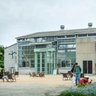 People outside Teshima Factory in Japan