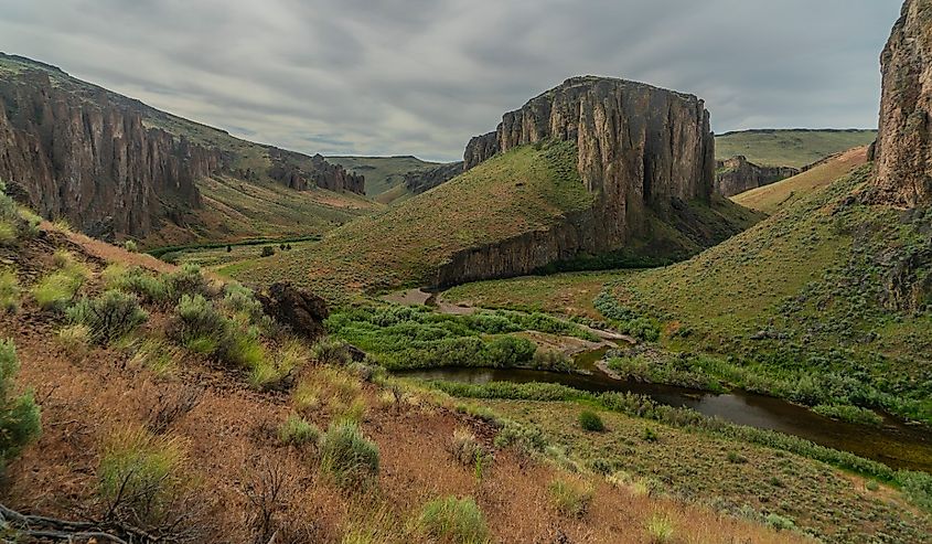 Owyhee Canyonlands Oregon Landscape at Five Bar - Owyhee River and West Fork Little Owyhee River Junction of Owyhee Canyon and Louse Canyon