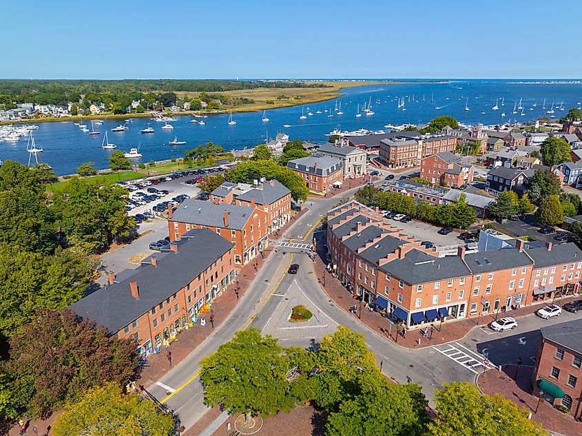 An aerial view of Newburyport, Massachusetts. 