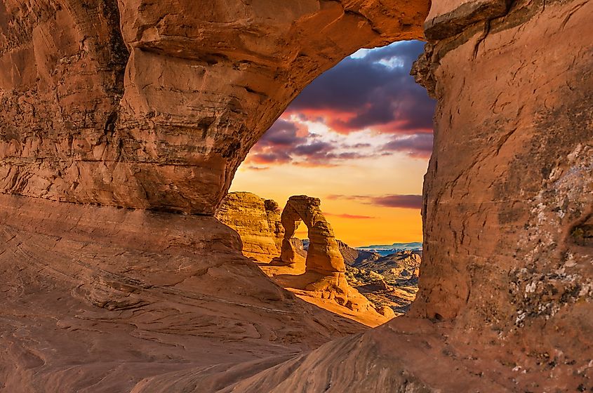 Beautiful sunset image taken at the Arches National Park in Utah.