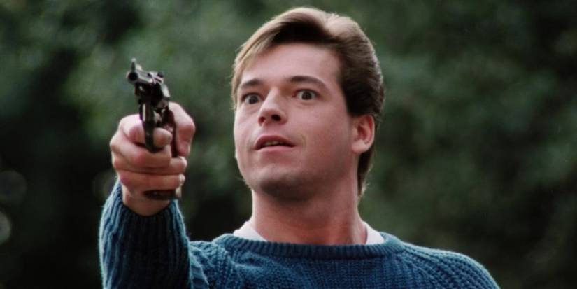 Still of Eric Freeman from his iconic "Garbage Day!" scene from Silent Night, Deadly Night Part II