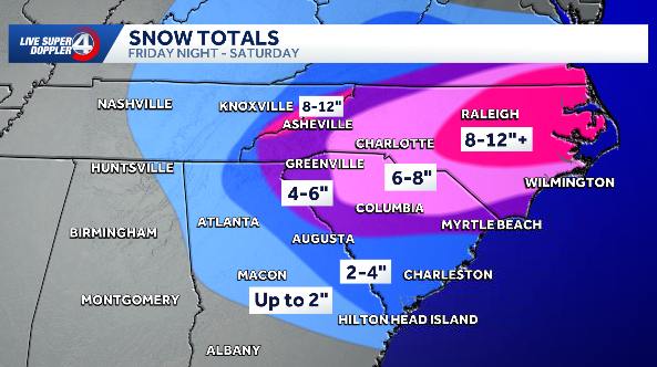 Significant snowstorm to hit the Carolinas with Blizzard-like conditions toward the coast