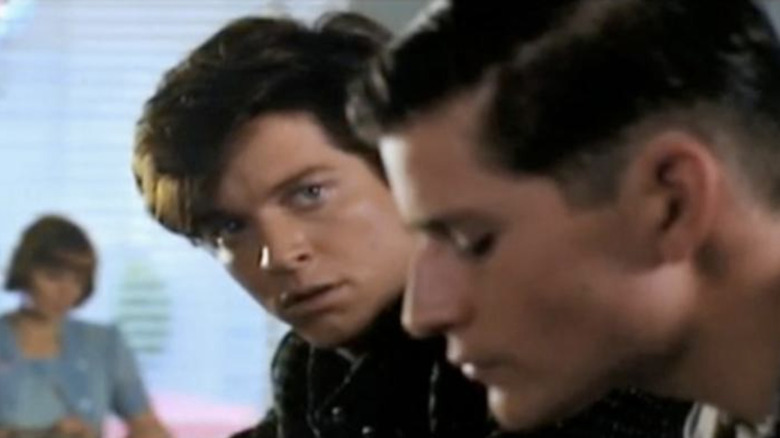 Stoltz as Marty sees his dad George in Back to the Future