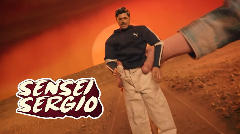 Sensei Sergio action figure in SNL's One Battle After Another toy commercial sketch