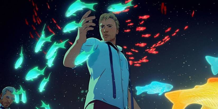 The young man surrounded by fish in Fish Night