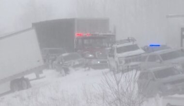 Michigan authorities cleaning up 100-car pileup as snow moves across country