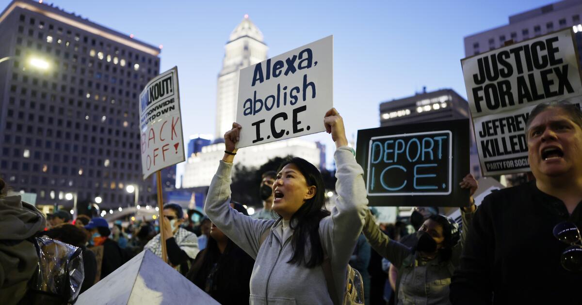 Demonstrators take to the streets of L.A. in protest of Minneapolis shooting