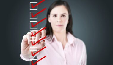 A person drawing checks in boxes on a checklist.