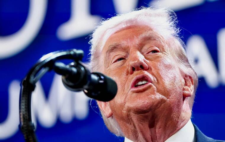 REUTERS/KEVIN LAMARQUE
President Donald Trump delivers remarks at the U.S. Treasury Departments Trump Accounts Summit, in Washington, D.C., today. Trump urged Iran today to come to the table and make a deal on nuclear weapons or the next U.S. attack would be far worse, but Tehran said that if that happened, it would fight back as never before.
