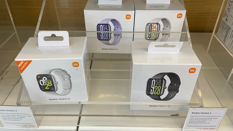 Xiaomi smartwatches for sale in a store