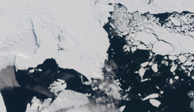 Thwaites Glacier Ice Tongue in West Antarctica captured by the Copernicus Sentinel-2 mission on 11 September 2019.