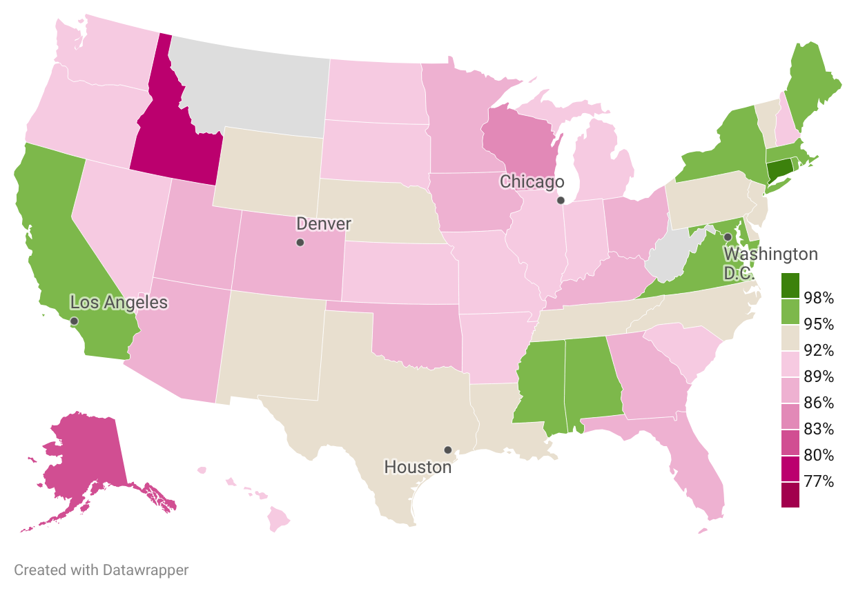 What's the vaccination rate for kindergarteners in your CT town?