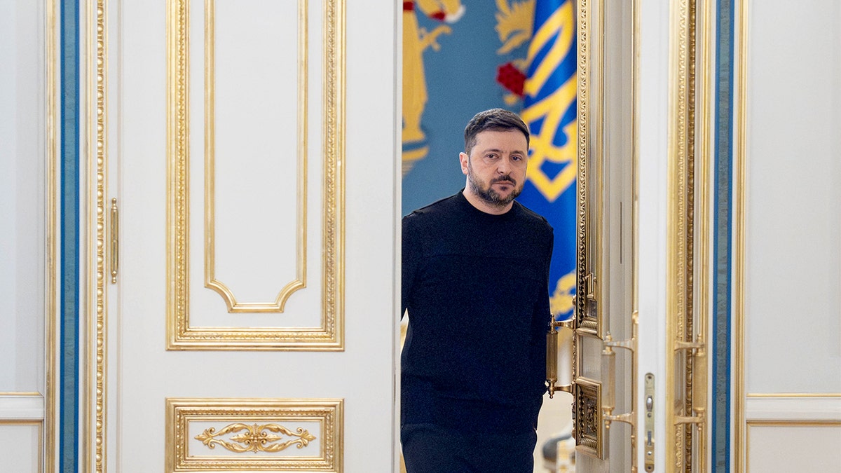 Zelenskyy arrives for a meeting in Kyiv.
