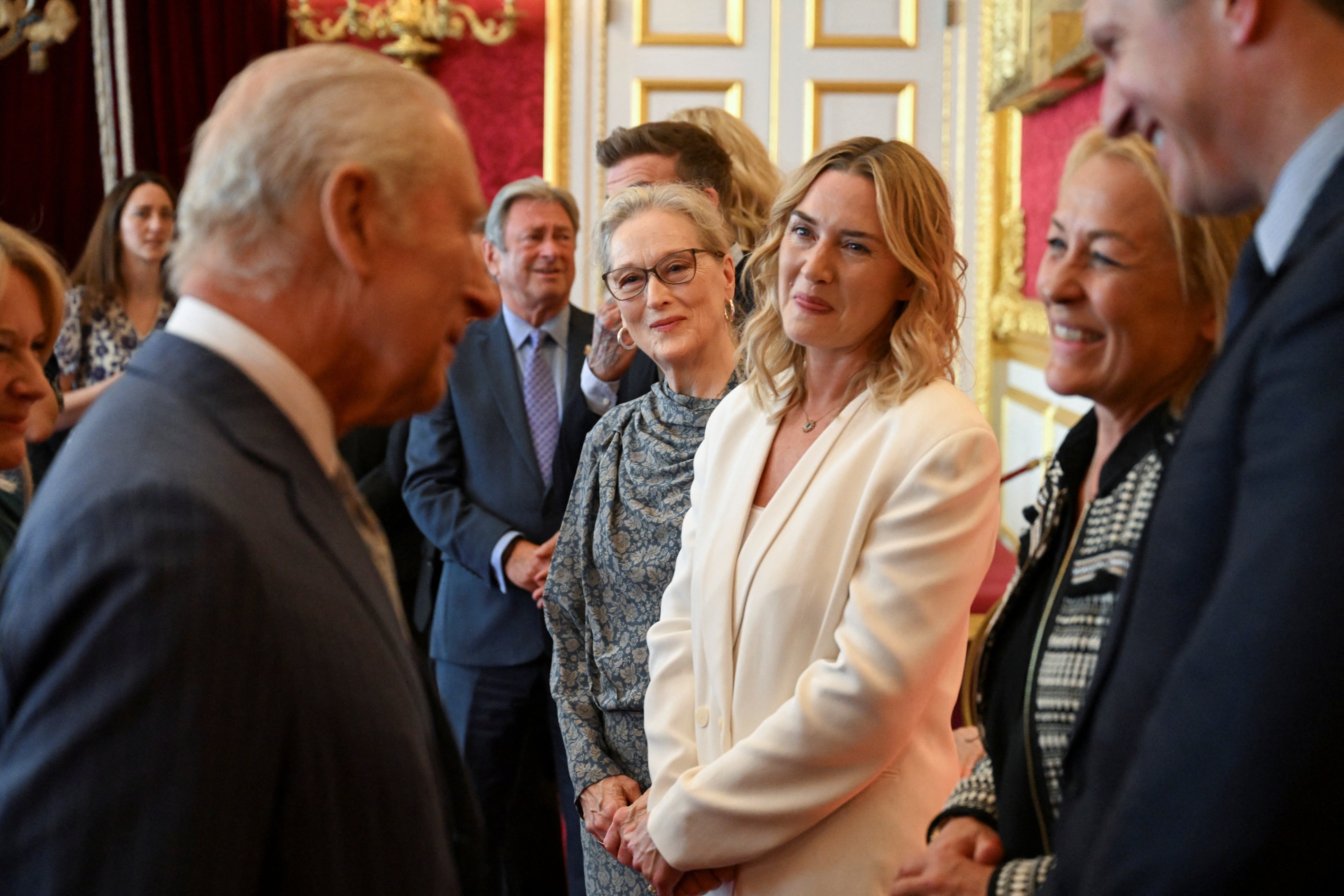 Meryl Streep and Kate Winslet watch as Charles speaks during a ceremony marking the King’s Foundation’s 35th anniversary in January 2025