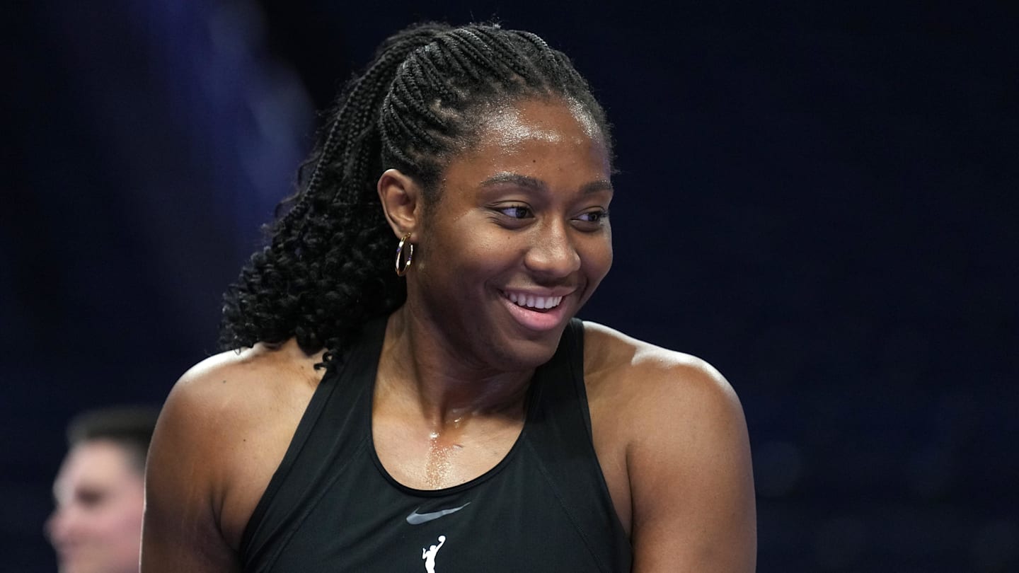 Aug 31, 2025; San Francisco, California, USA; Indiana Fever forward Aliyah Boston (7) before the game against the Golden State Valkyries at Chase Center. Mandatory Credit: Darren Yamashita-Imagn Images