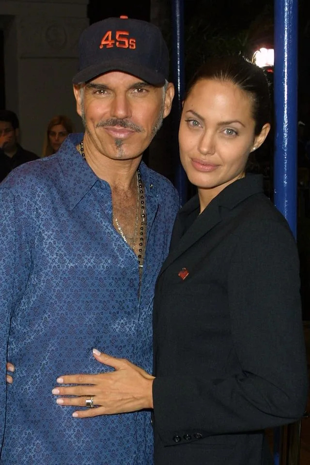 Billy Bob Thornton (left) and Angelina Jolie in Westwood, California in October 2001 Jason Kirk/Getty
