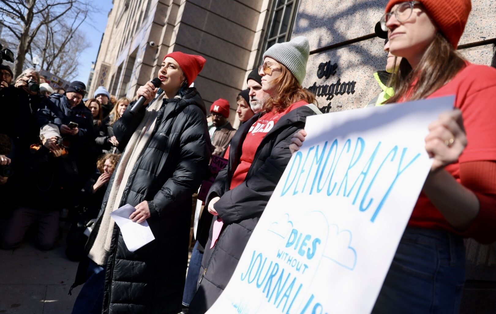 In the wake of mass layoffs, hundreds rally to support The Washington Post - WAMU