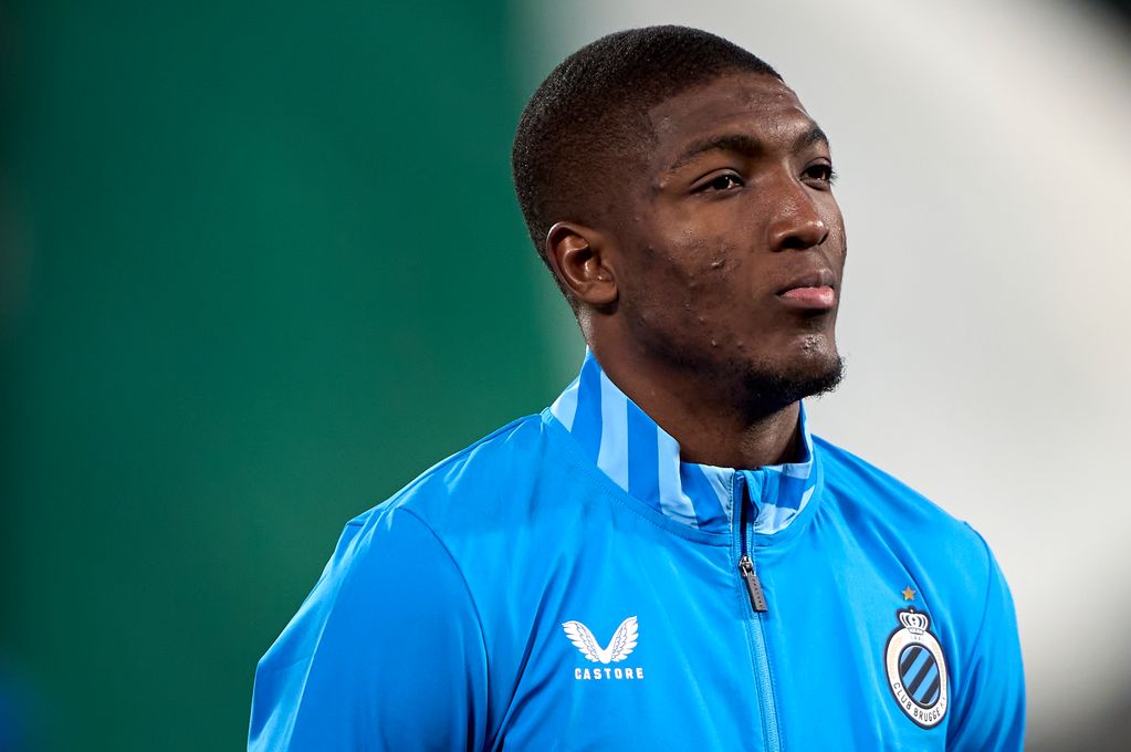   Joel Ordonez of Club Brugge KV looks on prior to the UEFA Champions League 2025/26 League Phase MD5 match between Sporting Clube de Portugal and Club Brugge
