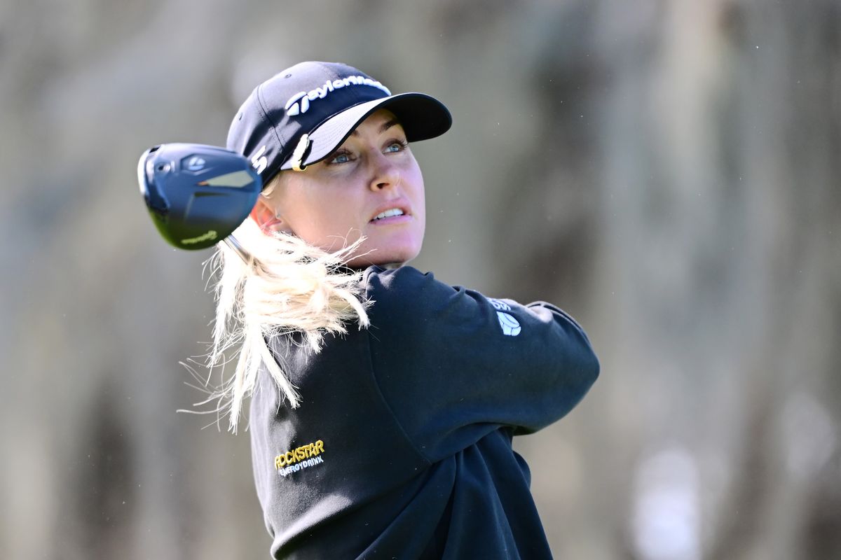 Charley Hull of England plays her shot from the 18th tee during the second round of the Hilton Grand Vacations Tournament of Champions 2026 at Lake Nona Golf & Country Club on January 30, 2026 in Orlando, Florida.