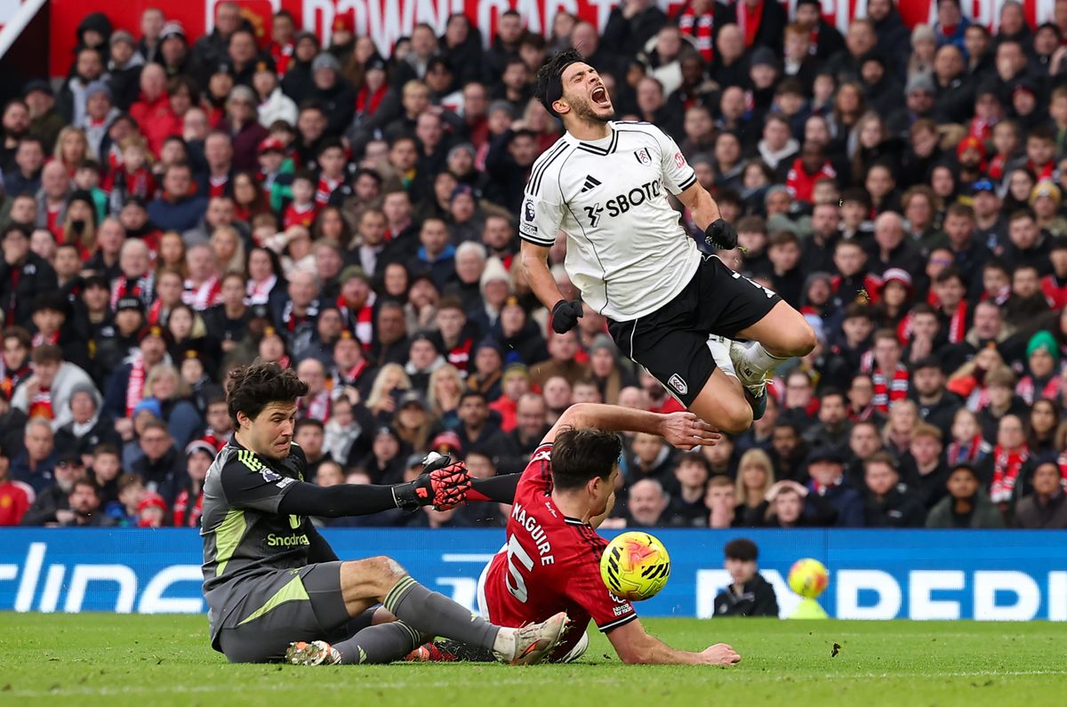 Harry Maguire concedes a penalty during Manchester United's victory over Fulham
