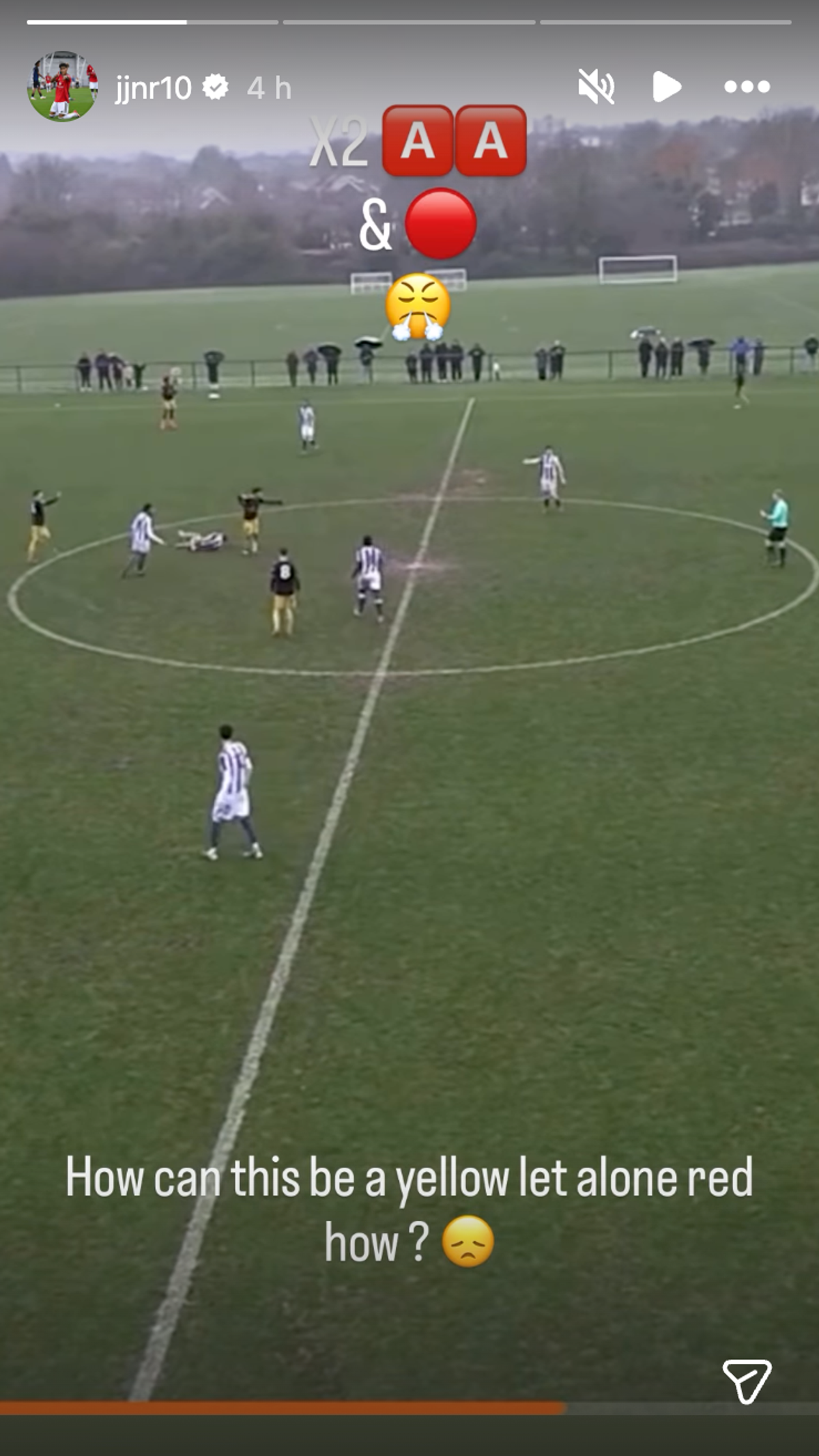 JJ Gabriel questioned the referee's decision to send him off during Manchester United's 4-3 win at West Brom in the Premier League Under-18 Cup
