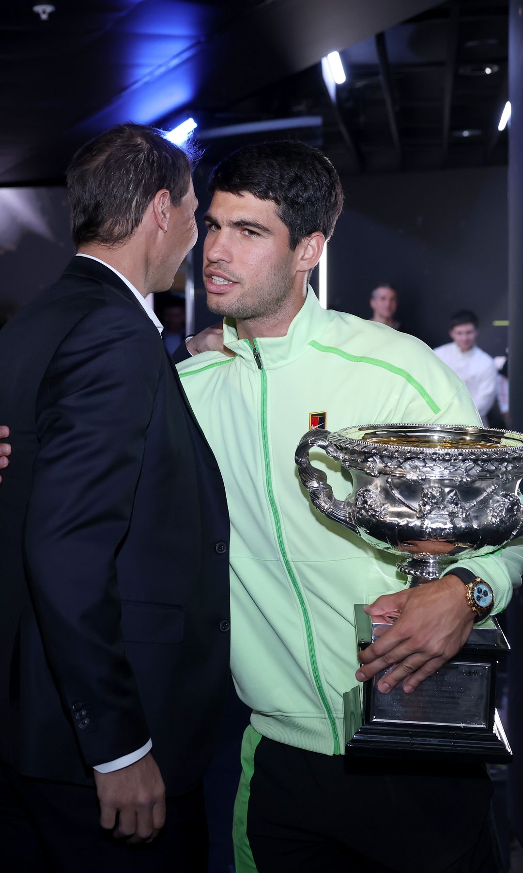 Alcaraz and Nadal shared a hug after the match