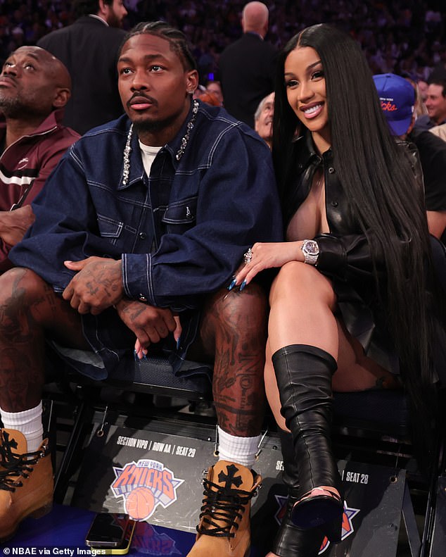 Diggs is pictured with girlfriend Cardi B in courtside seats at Madison Square Garden in May