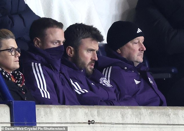 Carrick has made a point of attending youth-team games with his backroom staff, such as the Under 18s' win over Oxford on Wednesday (pictured), much to the delight of players