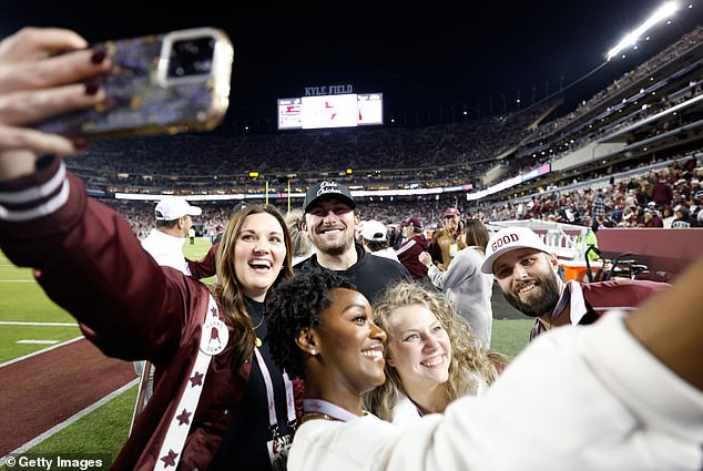 The 33-year-old remains a huge star at Texas A&M - no one pictured is accused of wrongdoing