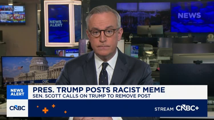 President Trump posts racist image showing Obamas as apes