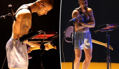 Justin Bieber strips down to sparkly boxers for Grammys 2026 performance with wife Hailey in audience