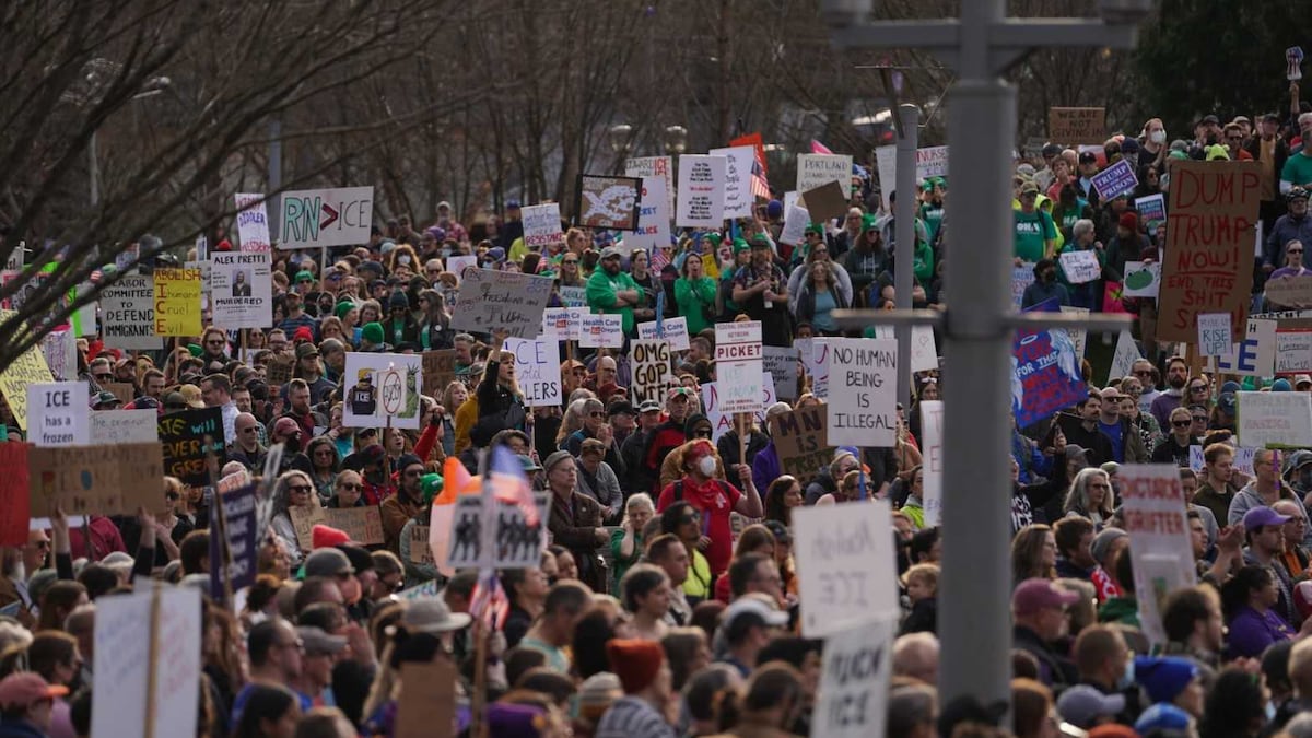 Thousands flood downtown Portland for ‘Labor Against ICE’ protest
