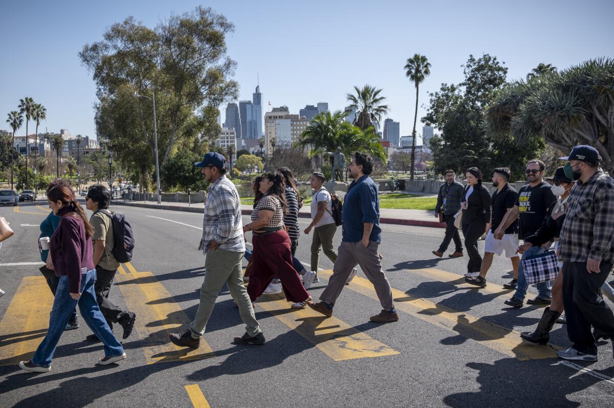 Mijente activists from around the United States meet in MacArthur Park.