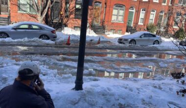 “Meanwhile in U Street – Broken Water Main, cars are frozen in the water that is rapidly freezing.” Good Lord This is not Good