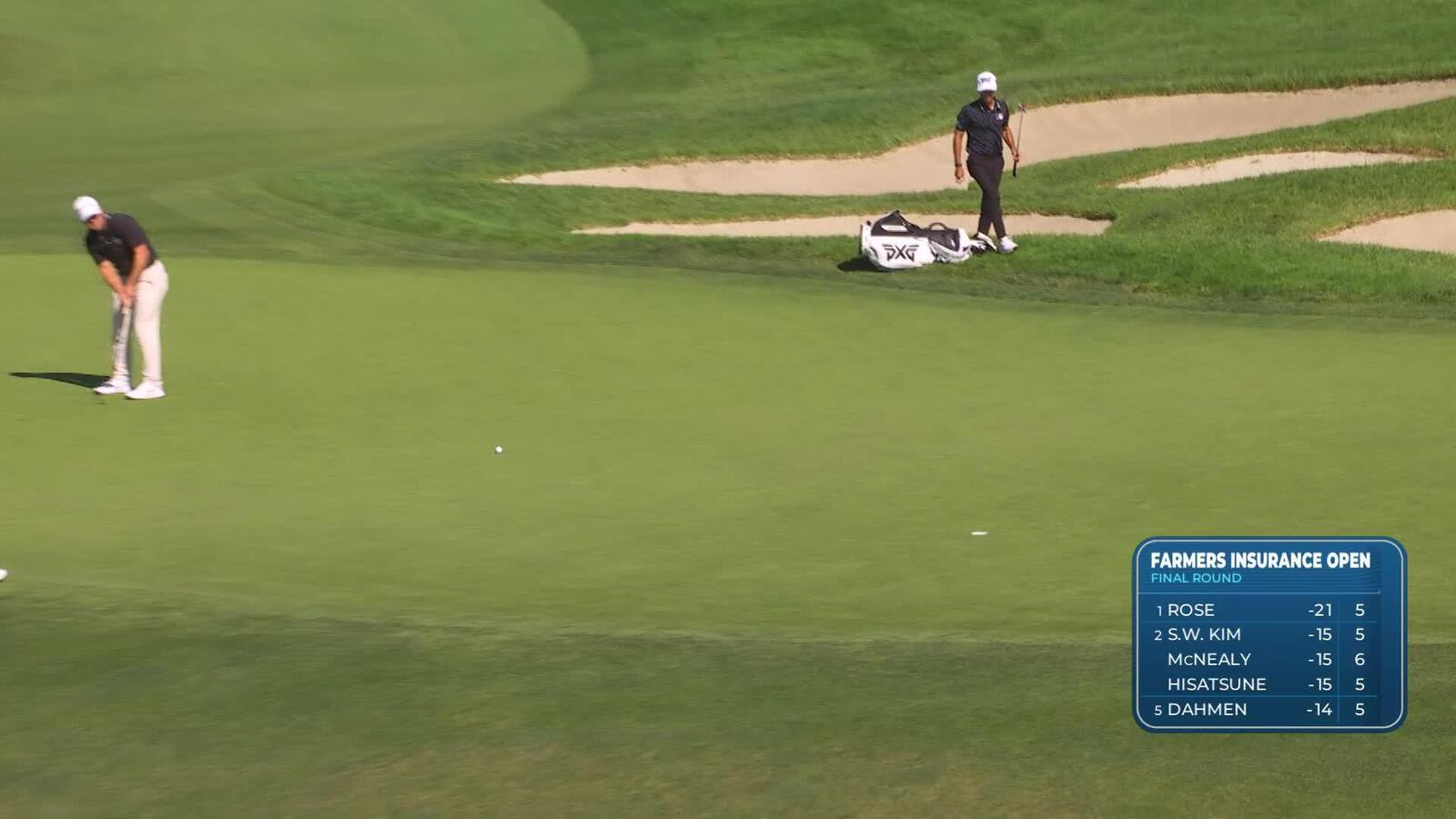 Pierceson Coody buries 40-foot birdie putt on No. 9 at Farmers