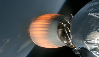 Falcon 9 second stage firing above Earth