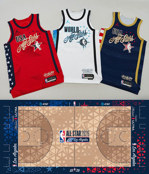 2026 NBA All-Star uniforms, court