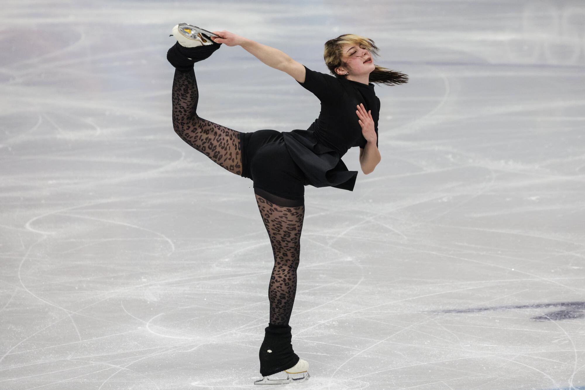 Alysa Liu practices in Milan on Thursday ahead of the Olympic team competition, which starts Friday.