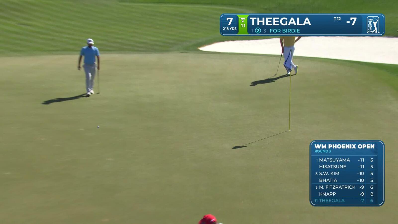 Sahith Theegala holes 43-foot birdie putt on No. 7 at WM Phoenix Open