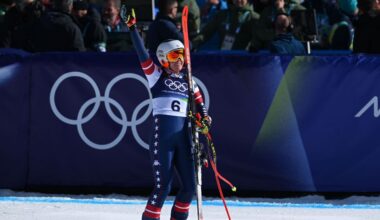 Breezy Johnson wins Olympic downhill in race marred by Vonn crash